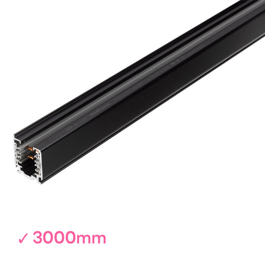 Global 3000mm or 3m black powder coated DALI 3 Circuit Track 3 metre surface mounted track by Nordic Aluminium <XTSC6300-2>
