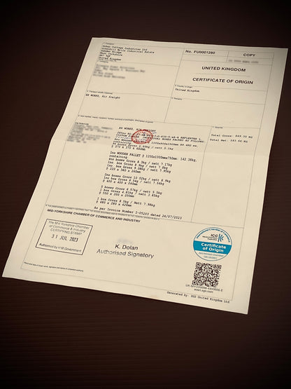 Certificate of Origin to confirm your Factorylux products are of UK origin
