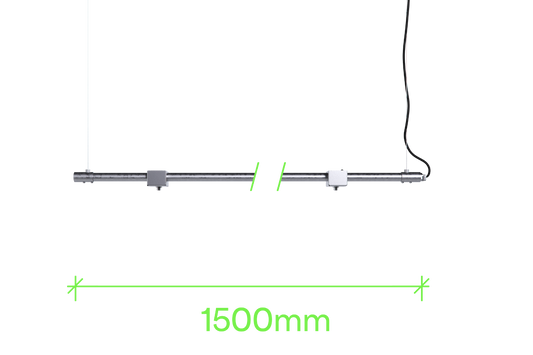 1.5 metre length of stainless steel Track-Pipe®, a sustainable paint-free alternative to track lighting for architects
