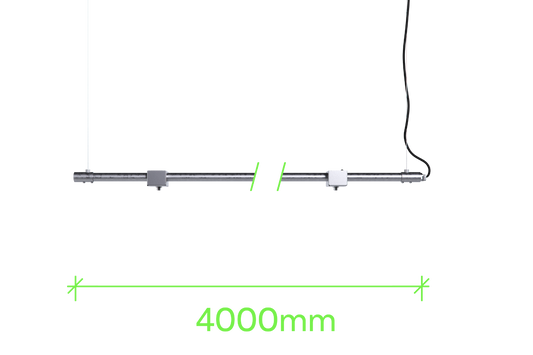 4 metre length of stainless steel Track-Pipe®, a sustainable paint-free alternative to track lighting for architects