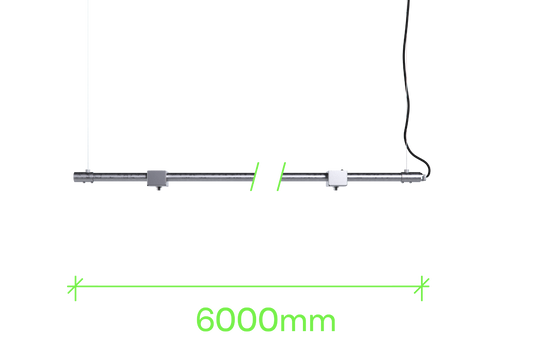 6 metre length of stainless steel Track-Pipe®, a sustainable paint-free alternative to track lighting for architects